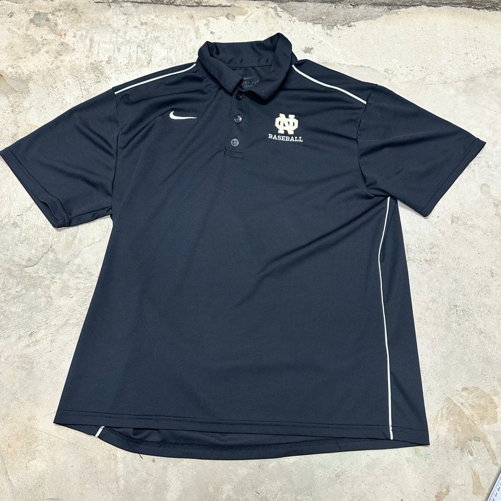 Nike Dri-FIT Notre Dame Baseball Polo Shirt‎ Mens XL Extra Large Fighting Irish